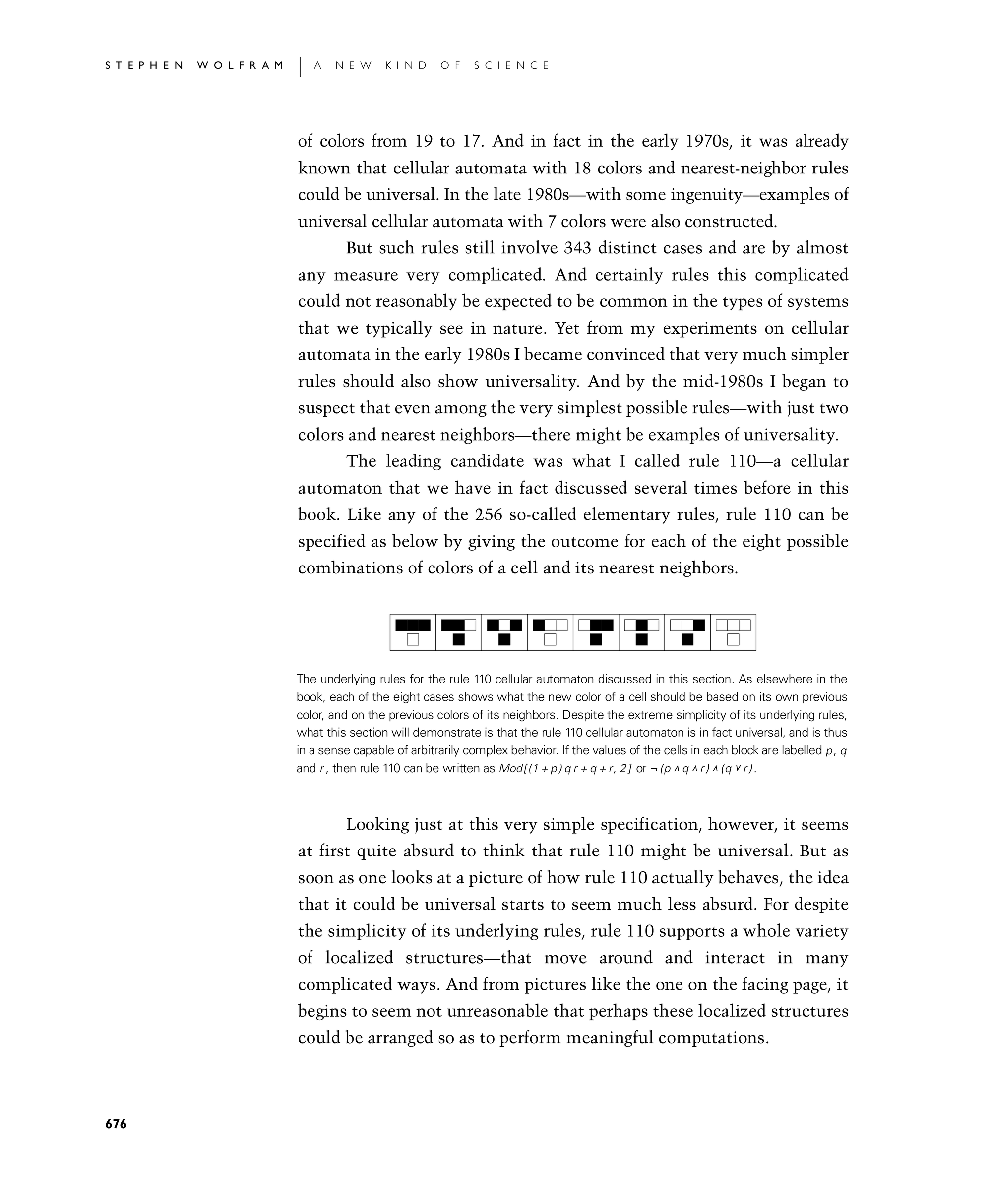 Page 676: The Rule 110 Cellular Automaton