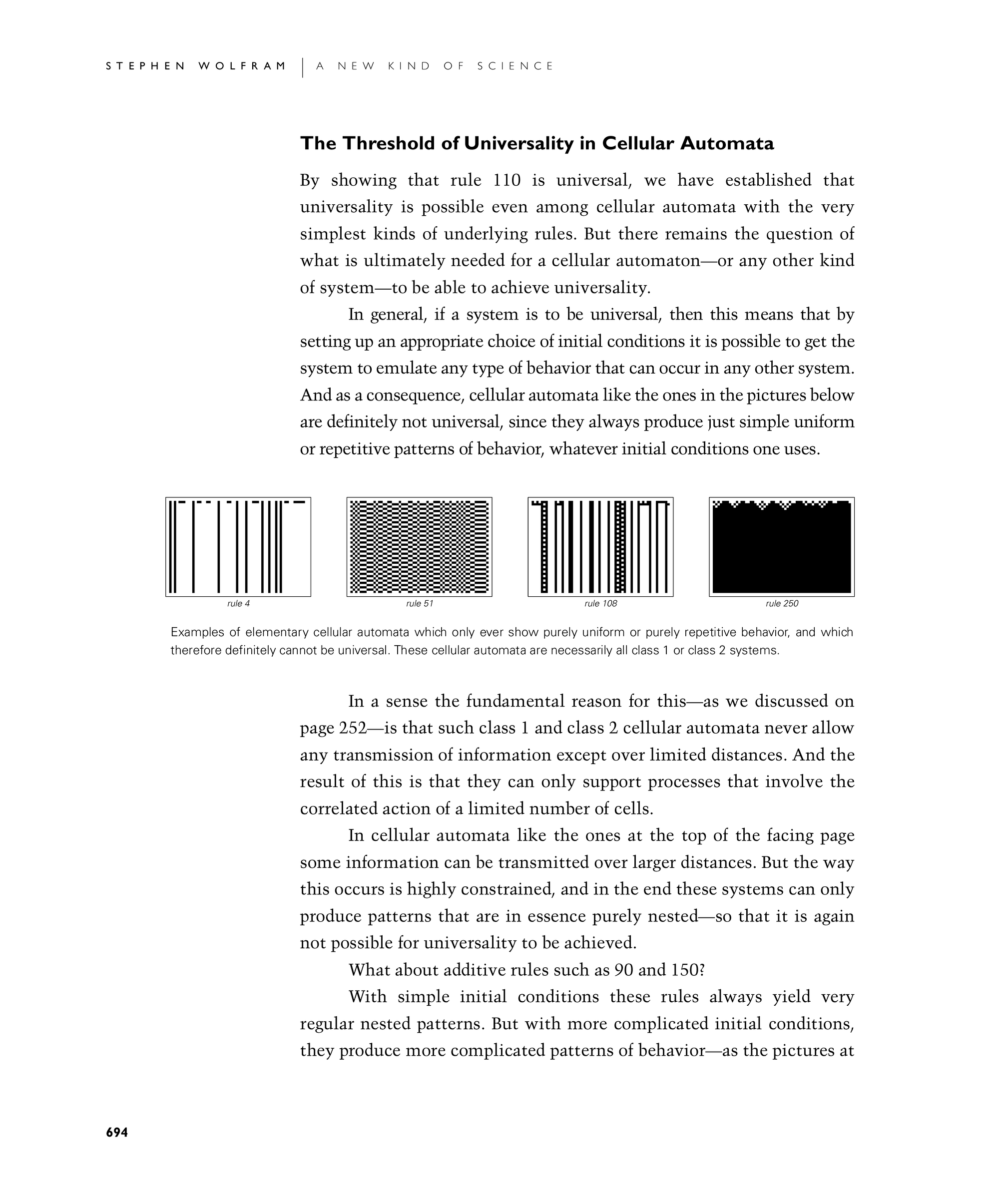 Page 694: The Threshold of Universality in Cellular Automata
