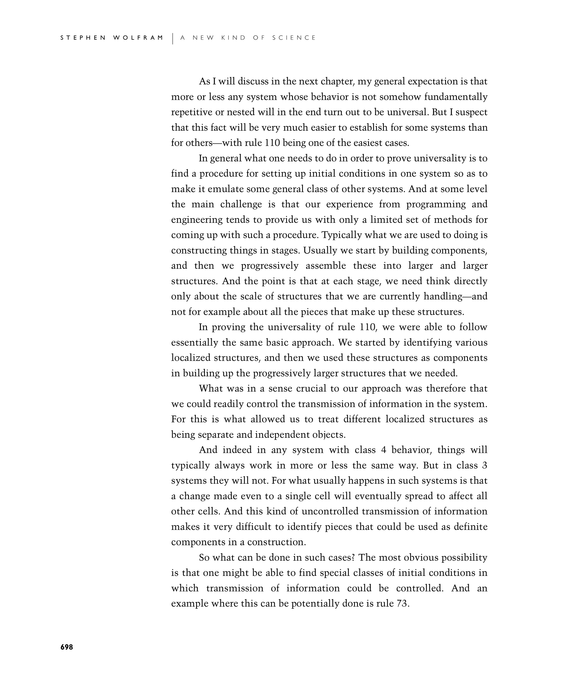 Page 698: The Threshold of Universality in Cellular Automata