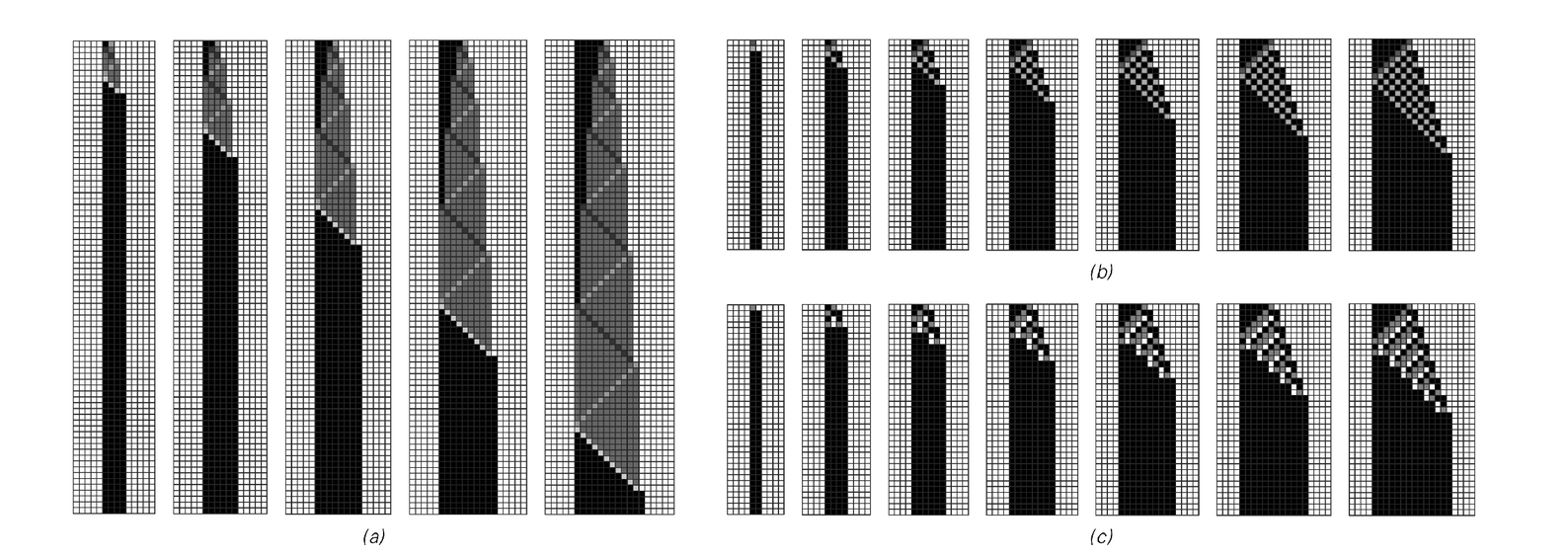 Examples of cellular automata that can be viewed as achieving the purpose of doubling the width of the pattern given in their input