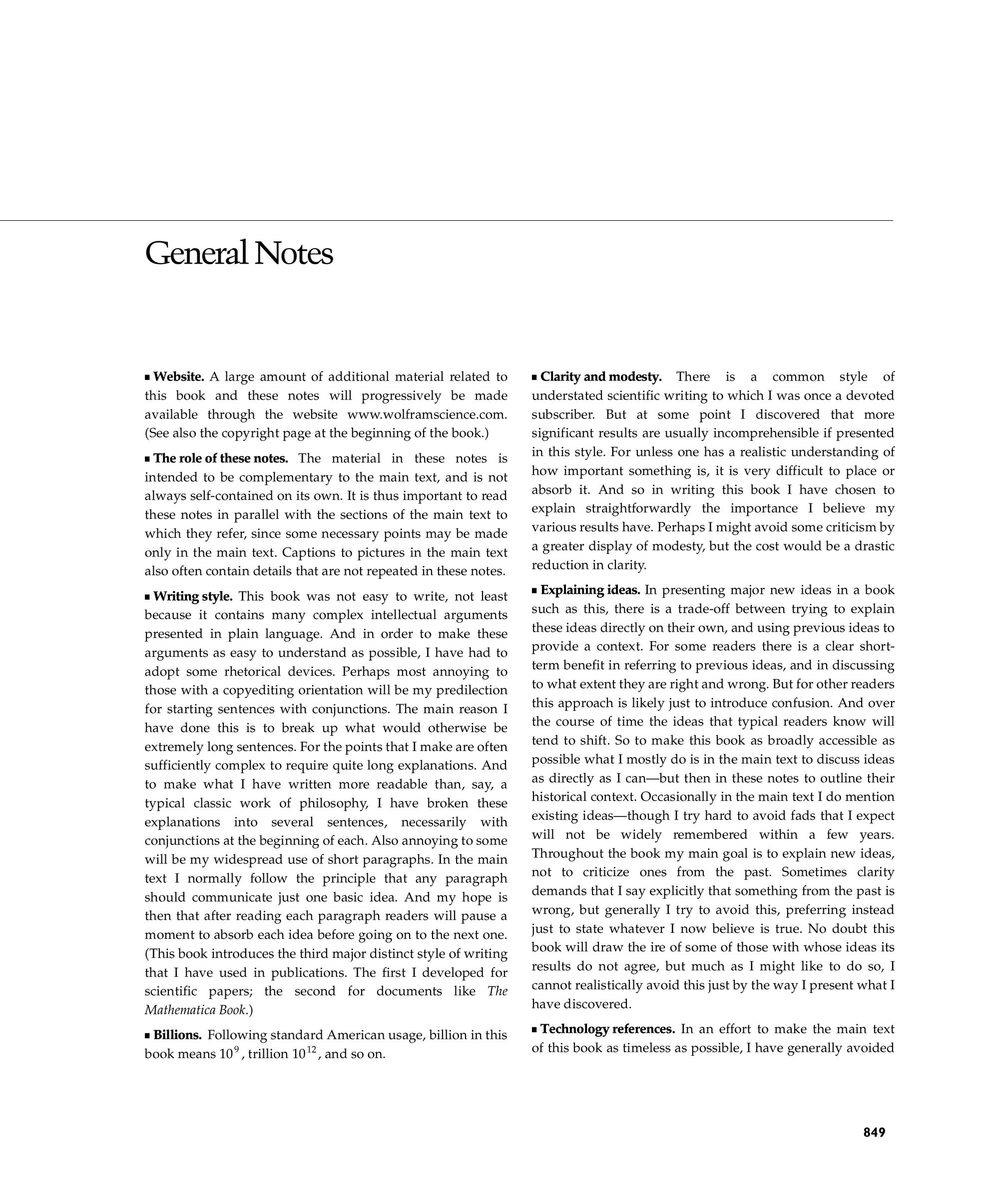 Page 849: Notes for General Notes